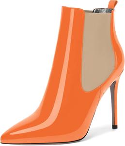 Женские ботильоны NUMALEO с острым носком, на шнуровке, из лакированной кожи, на высоком каблуке-стилете, 10 см, Beige Orange