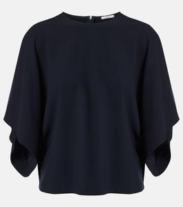 Топ из шерстяной креповой смеси с драпировкой от Tenley Fforme, темно-синий