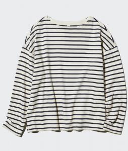 Лонгслив Uniqlo Striped, 01 кремовый