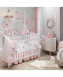 Комплект постельного белья для детской кроватки из 5 предметов, акварельный/розовый льняной цветочный сад Lambs & Ivy, розовый