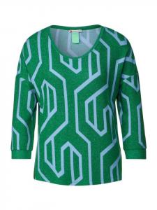 Лонгслив Street One Langarmshirt, цвет dark brisk green melange