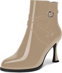 Женские вечерние ботильоны MOVINSTEPS с блестящей пряжкой, застежкой на щиколотке, круглым носком, сексуальными туфлями-лодочками на шпильке, высота каблука 3,3 дюйма