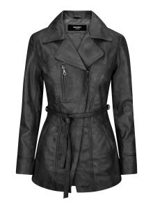 Кожаная куртка средней длины в стиле ретро TruClothing, черный