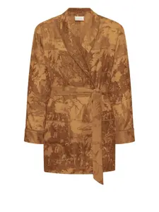 Халат с поясом и пейзажным принтом Pierre-Louis Mascia, коричневый