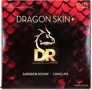 D.R Strings Струны для бас-гитары DR Strings Dragon Skin+ покрытые, 5-струнные - .045-.125, средние