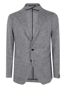 Шерстяной жакет с узором «елочка» TAGLIATORE, серый