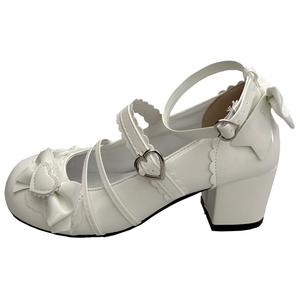 Туфли Мэри Джейн на массивном каблуке для женщин WUJI, White