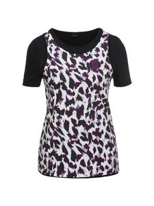 MADELEINE Беговая футболка «два в одном» в стиле леопардового топа кремового/фиолетового/разноцветного цвета