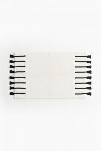 Коврик для ванны H&M Fluffy With Fringe, 60X90 см, белый/черный