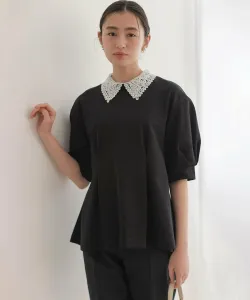 Топ-трапеция из французской махровой ткани с кружевным воротником Suite, цвет Black [005]