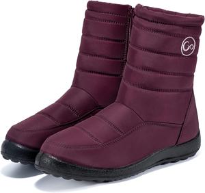 Женские зимние сапоги Alicegana для женщин с водонепроницаемой утепленной меховой подкладкой, средние по голенищу с молнией, удобная обувь для улицы, Red