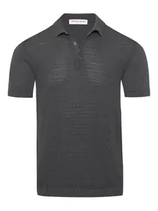 Рубашка-поло Burnham из текстурированного шелка и хлопка Orlebar Brown, серый