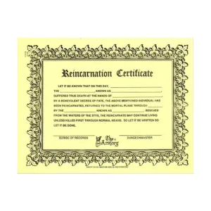 Сертификат реинкарнации, Fantasy Supplements (The Armory)