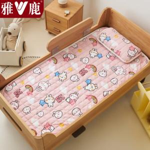 Yalu Наматрасник стеганый хлопковый 90х190 см, класс А, цвет Pinky Rabbit, мягкий, можно стирать в машинке