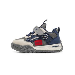 Детские кроссовки Lifestyle низкие Sports Synthetic Leather с амортизацией, устойчивые к истиранию и водонепроницаемые WARRIOR, серый/темно-синий/greige