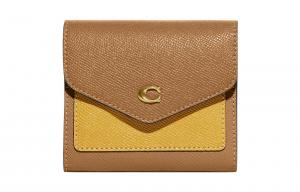 Wyn Cross Grain Leather сумка для документов, картхолдер, кошелек для монет, маленький женский кошелек оранжево-желтый колор-блок COACH, Set (Bag+Dust Bag)