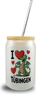 Стакан для питья I Love Tübingen с зеленым драконом и бамбуковой крышкой speecheese
