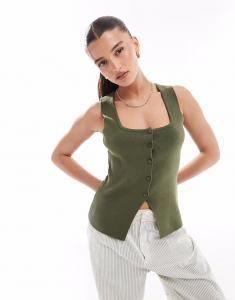 Топ New Look с квадратным вырезом, цвет хаки