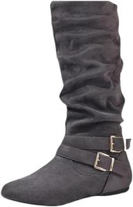 AtXiteli Женские черные сапоги до колена, длинные женские ботинки, зимние платьевые сапоги с микрофибровой тканью, боковой молнией и противоскользящей подошвой