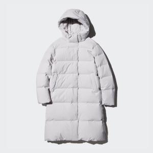 Длинное пуховое пальто Uniqlo, 02 светло-серый
