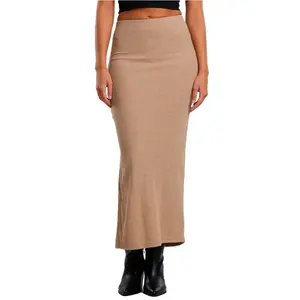 Юбка Urban Classics Slit High Waist Midi Skirt, бежевый