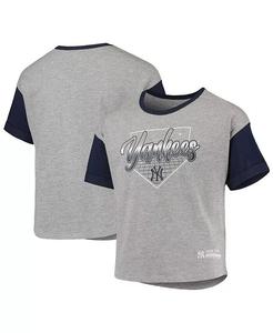 Серая футболка Big Girls Heathered New York Yankees Bleachers Outerstuff, серый
