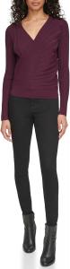 Женский свитер с длинными рукавами и имитацией запаха Calvin Klein, Aubergine