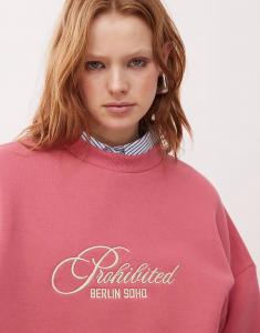 Запрещенная винтажная толстовка в стиле бохо красного цвета Prohibited