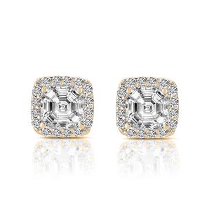 Квадратные серьги-гвоздики GENEVIVE из стерлингового серебра с позолотой Genevive, золотой