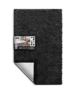 Ультрамягкий нескользящий коврик для ванной из синели — быстросохнущий, можно стирать в машине — большой, 26 x 44 дюйма Hearth & Harbor, черный
