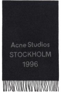 Acne Studios Широкий шарф с серым логотипом