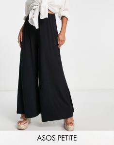 Черные пляжные брюки палаццо из джерси ASOS DESIGN Petite