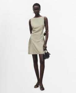 Женское короткое плиссированное платье MANGO, Khaki