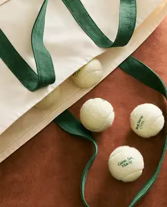 Сумка Zara Home Cotton Canvas Bag With Contrast, бежевый/зеленый