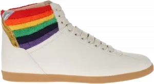 Кроссовки Gucci Lace Up High Top Rainbow Heel Collar, белый