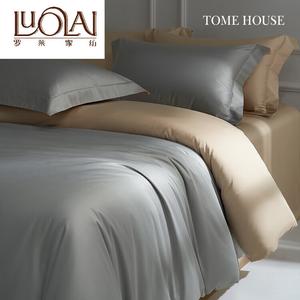 LUOLAI HOME Комплект постельного белья 4 предмета, размер 150-180 см, простыня, пододеяльник 200х230 см, цвет светло-серебристый серый с шампанским золотом
