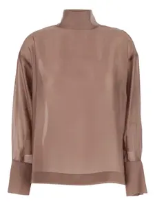 Блузка из шелка с высоким воротом RAME, нейтральный