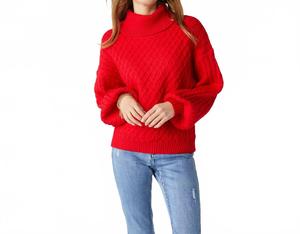 Марен вязаный водолазный свитер красный COCO + CARMEN