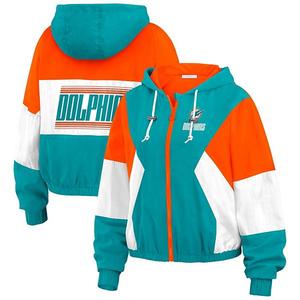 Женская ветровка с молнией и цветными блоками aqua miami dolphins Wear By Erin Andrews