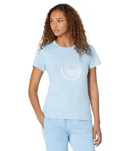 Женская футболка , синяя, с логотипом, из хлопка, с круглым вырезом и коротким рукавом, модель JDM2005 Colmar