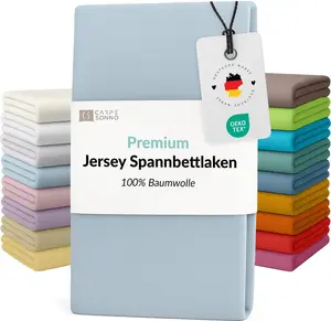 Простыня на резинке Mako Jersey 100x200 - 90x200 из 100% хлопка, светло-голубого цвета Carpe Sonno