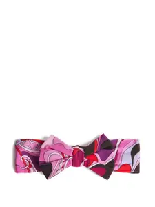 Повязка на голову с бантом и принтом Iride Pucci Junior, розовый