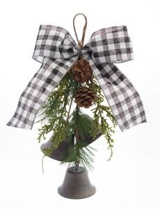 Новогоднее украшение Melrose International Еловая ветвь с колокольчиками, 6 штук, зеленый / черный