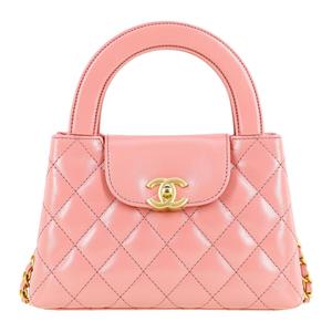 Мини-сумка через плечо из телячьей кожи Chanel кораллово-красная