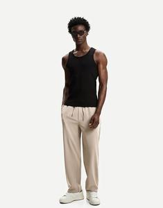 Спортивные брюки Bershka прямого кроя бежевого цвета