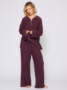 Комплект для отдыха Soft Knit с молнией на 1/4 и брюками Loungeable, Purple