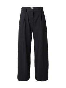 Брюки со складками спереди WEEKDAY Wide leg Pleat-Front Pants Dara, черный