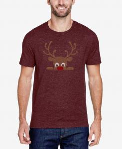 Мужская футболка премиум-класса с изображением выглядывающего оленя и надписью LA Pop Art, Burgundy