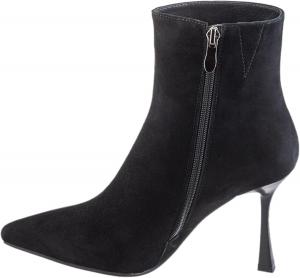 Женские замшевые ботильоны с острым носком и высоким каблуком-стилетто с боковой молнией WINDBXYB, Black