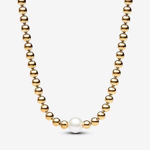 Колье Pandora Timeless Beads, позолота/жемчуг